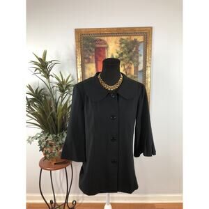 Ava & Grace Mod Coat Women's 10P Black Solid Peter Pan Collar Button Avant-garde